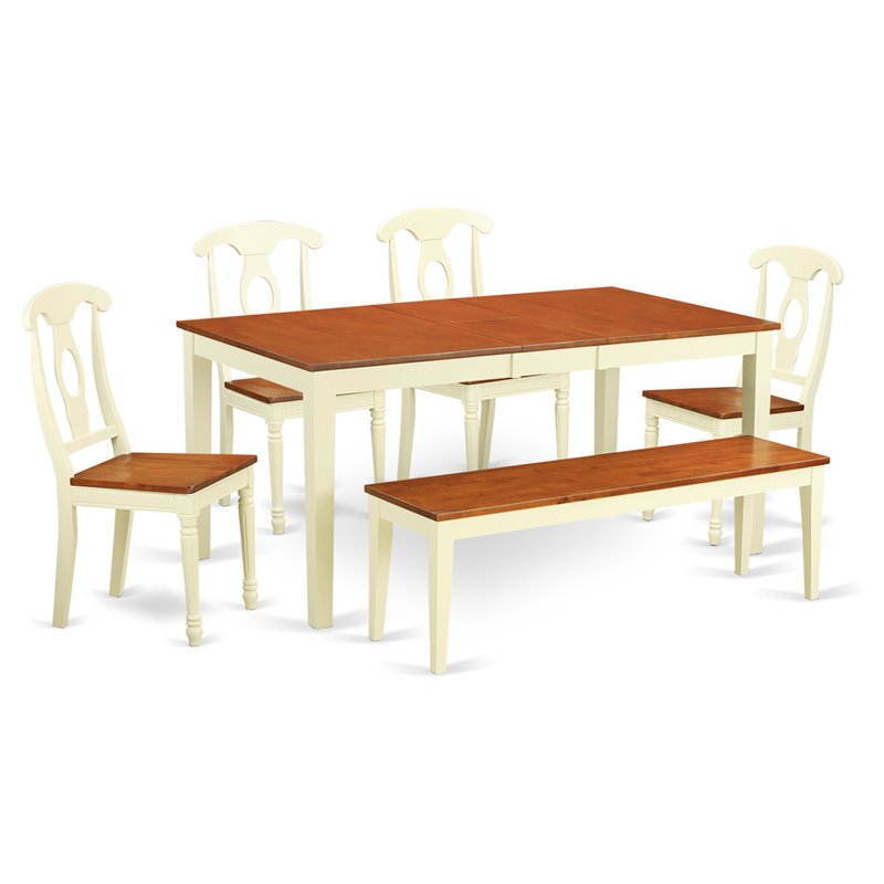 East West Furniture Nicoli 6-piece Wood Dining Set in Buttermilk/Cherry
