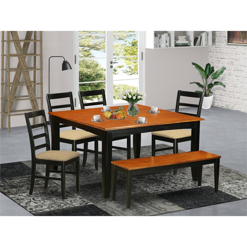 East West Furniture Parfait 6-piece Wood Dining Set in Black/Cherry