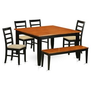 East West Furniture Parfait 6-piece Wood Dining Set in Black/Cherry