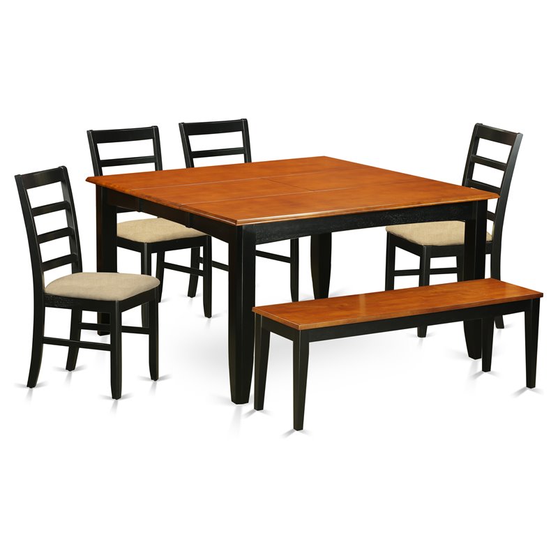East West Furniture Parfait 6-piece Traditional Wood Dining Set in Black