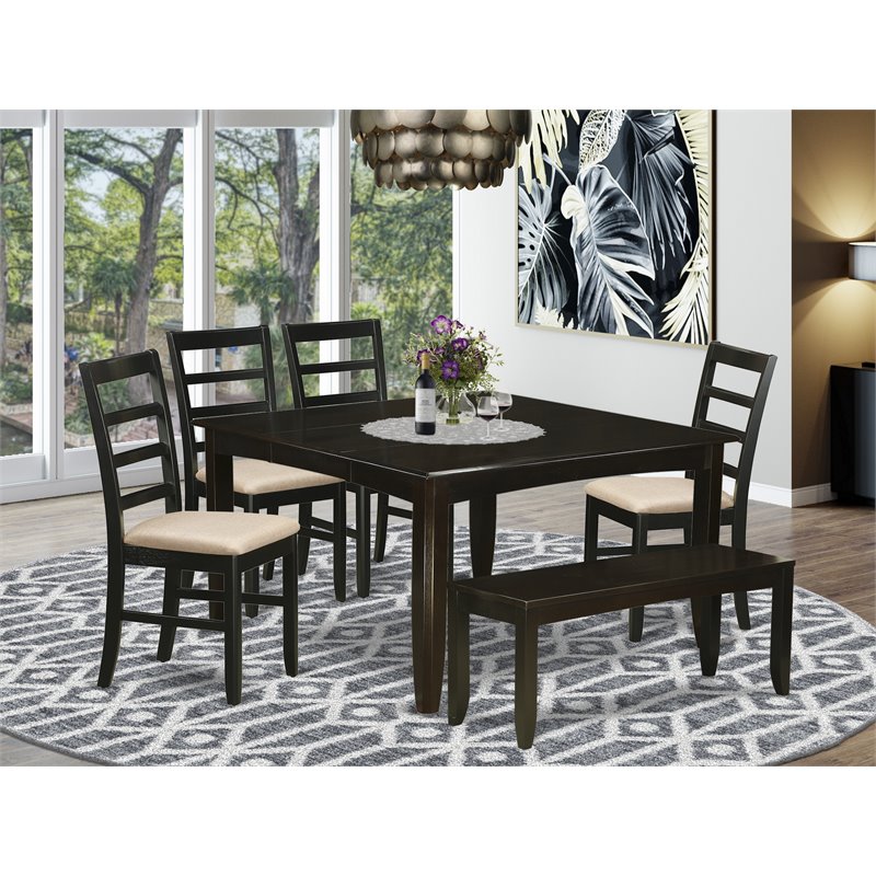 East West Furniture Parfait 6-piece Wood Dining Set in Cappuccino