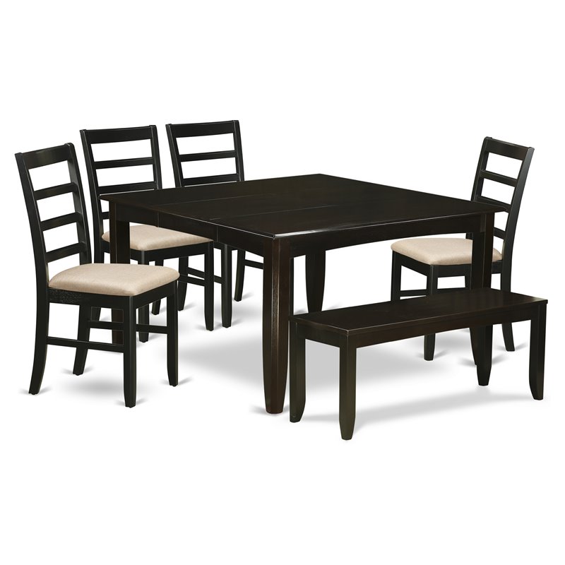 East West Furniture Parfait 6-piece Wood Dining Set in Cappuccino