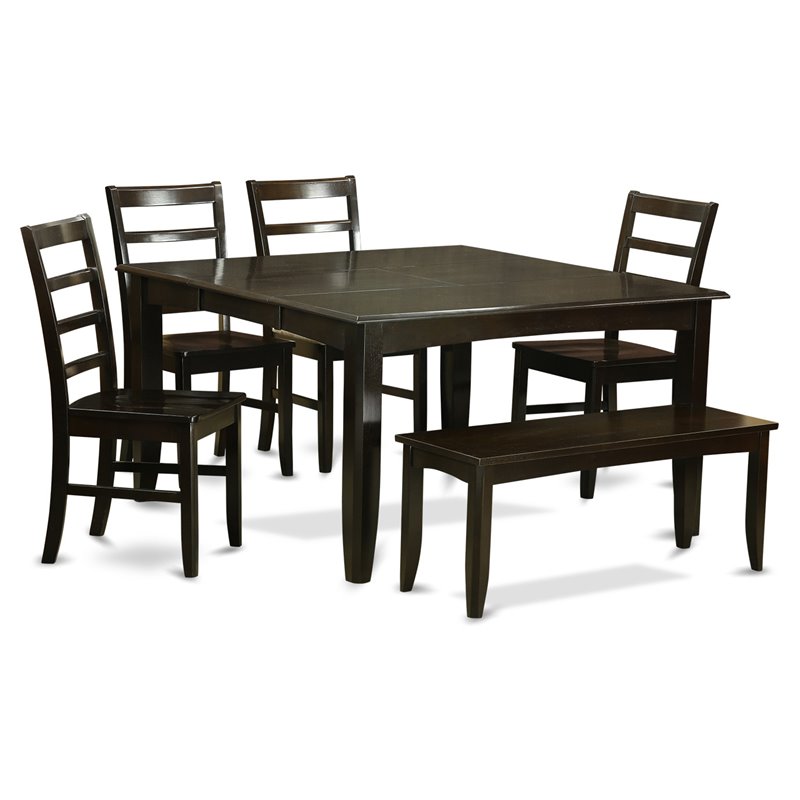 East West Furniture Parfait 6-piece Wood Dining Table Set in Cappuccino
