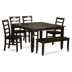 East West Furniture Parfait 6-piece Wood Dining Table Set in Cappuccino