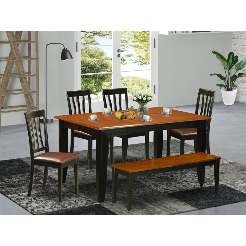 East West Furniture Parfait 6-piece Wood Dining Table Set in Black/Cherry