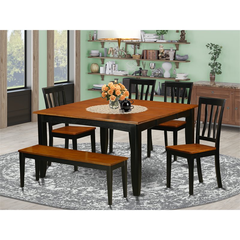 East West Furniture Parfait 6-piece Wood Dining Room Set in Black/Cherry