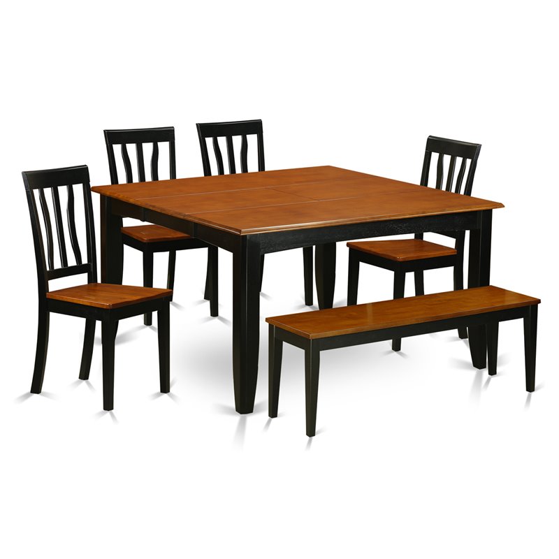 East West Furniture Parfait 6-piece Wood Dining Room Set in Black/Cherry