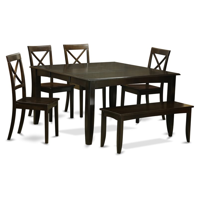 East West Furniture Parfait 6-piece Dining Room Set with Bench in Cappuccino