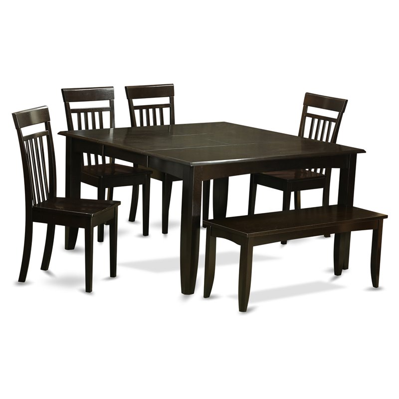 East West Furniture Parfait 6-piece Wood Kitchen Table Set in Cappuccino