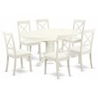 East West Furniture Avon 7-piece Wood Dining Set with Leather Chairs in White