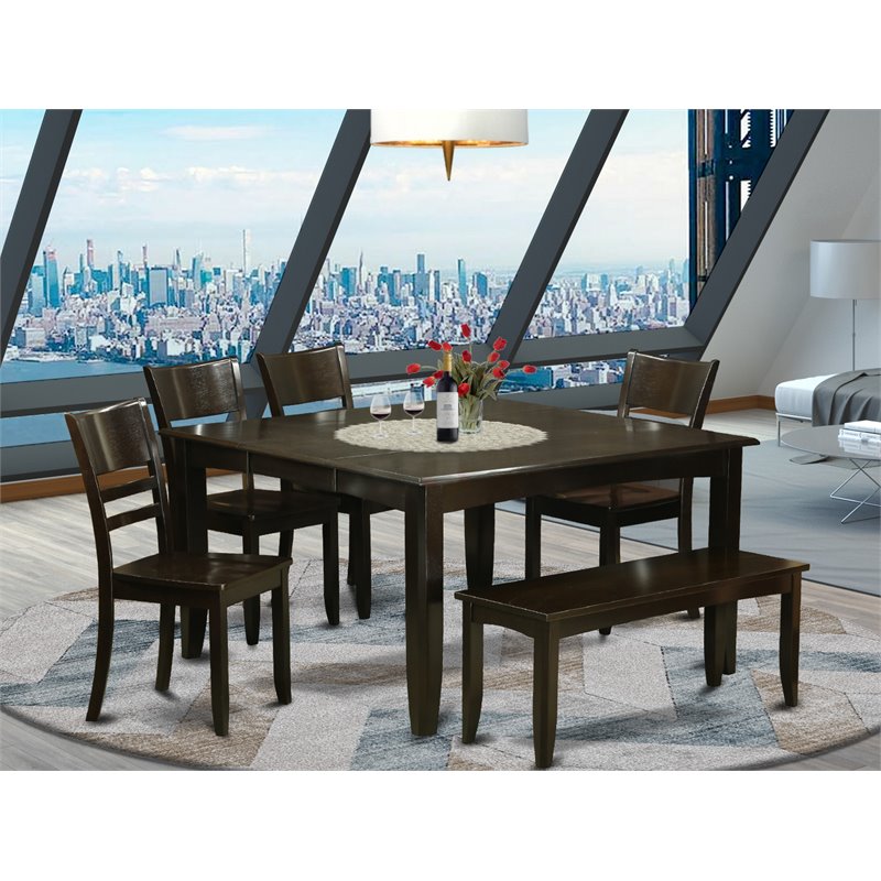 East West Furniture Parfait 6-piece Wood Kitchen Set in Cappuccino