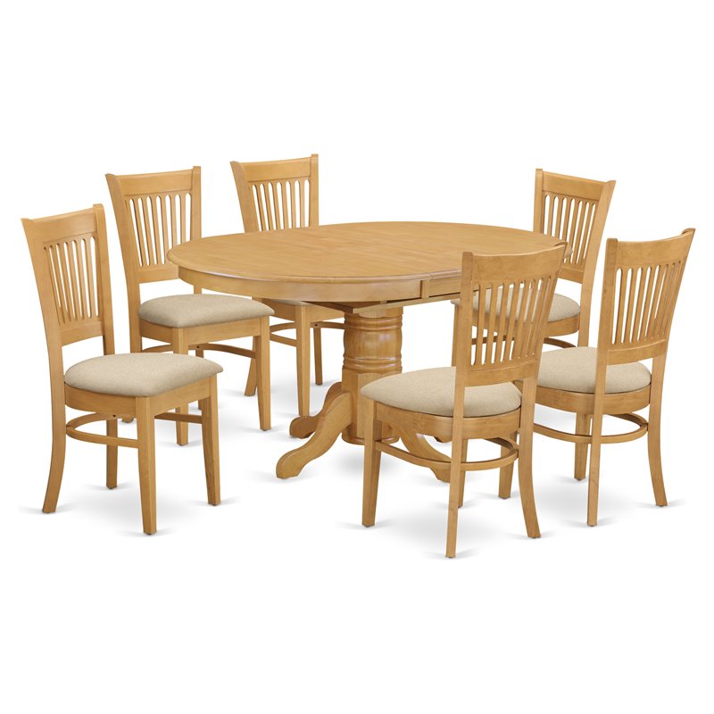 East West Furniture Avon 7-piece Wood Table and Dining Chairs in Oak