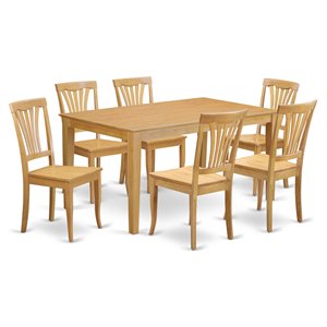 East West Furniture Capri 7-piece Traditional Wood Dining Room Set in Oak