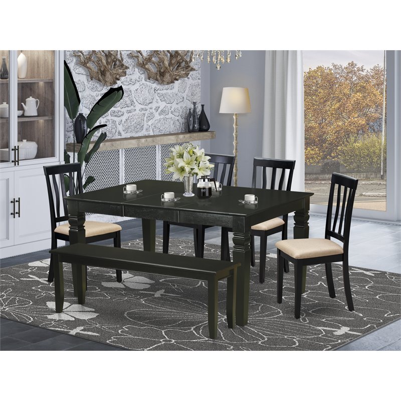 East West Furniture Weston 6-piece Traditional Wood Dining Set in Black