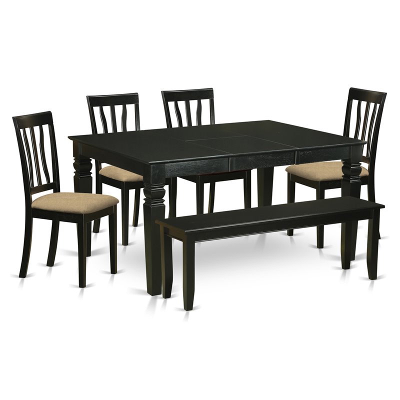 East West Furniture Weston 6-piece Traditional Wood Dining Set in Black