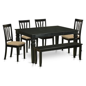 East West Furniture Weston 6-piece Traditional Wood Dining Set in Black