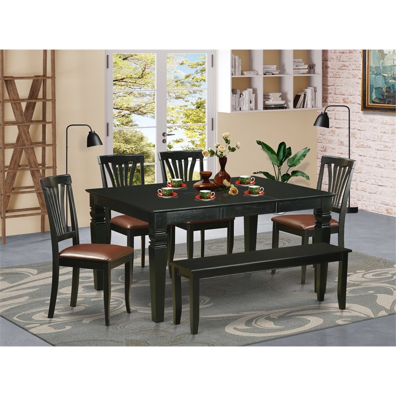 East West Furniture Weston 6-piece Traditional Wood Dinette Set in Black