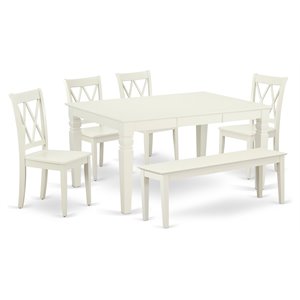 East West Furniture Weston 6-piece Wood Dining Room Set in Linen White