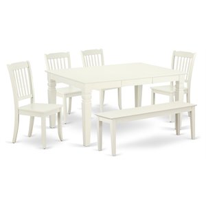 East West Furniture Weston 6-piece Wood Dining Set in Linen White