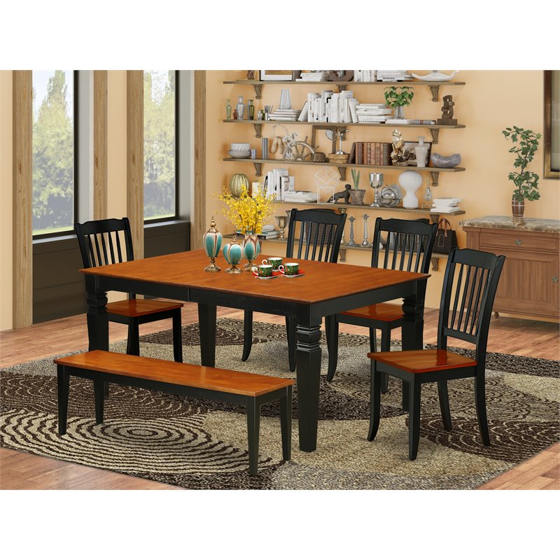 East West Furniture Weston 6-piece Wood Dining Set in Black/Cherry