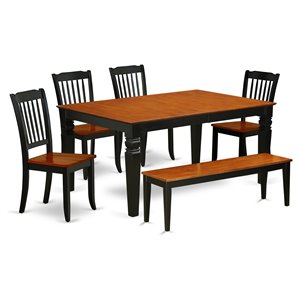 East West Furniture Weston 6-piece Wood Dining Set in Black/Cherry