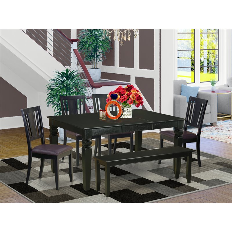 East West Furniture Weston 6-piece Wood Dinette Table Set in Black