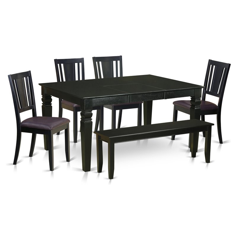 East West Furniture Weston 6-piece Wood Dinette Table Set in Black
