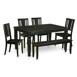 East West Furniture Weston 6-piece Wood Dining Table and Chair Set in Black