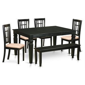 East West Furniture Weston 6-piece Wood Table and Dining Chairs in Black