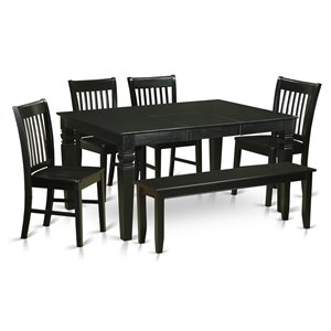 East West Furniture Weston 6-piece Wood Kitchen Table and Chair Set in Black