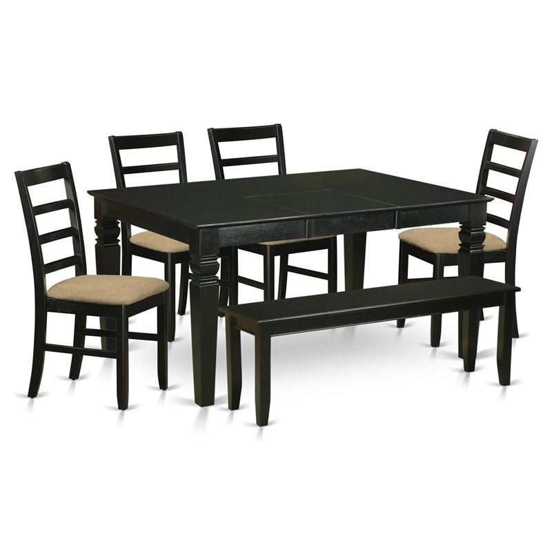 East West Furniture Weston 6-piece Wood Kitchen Table and Chairs in Black