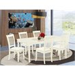 East West Furniture Dover 7-piece Dining Set with Rectangular Table in White