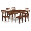East West Furniture Dover 7-piece Wood Kitchen Table Set in Mahogany