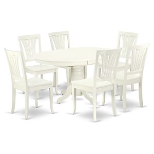 East West Furniture Avon 7-piece Wood Table and Dining Chair Set in Linen White