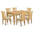 East West Furniture Capri 7-piece Wood Dining Set with Cushion Chairs in Oak
