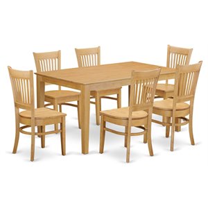 East West Furniture Capri 7-piece Traditional Wood Dining Set in Oak