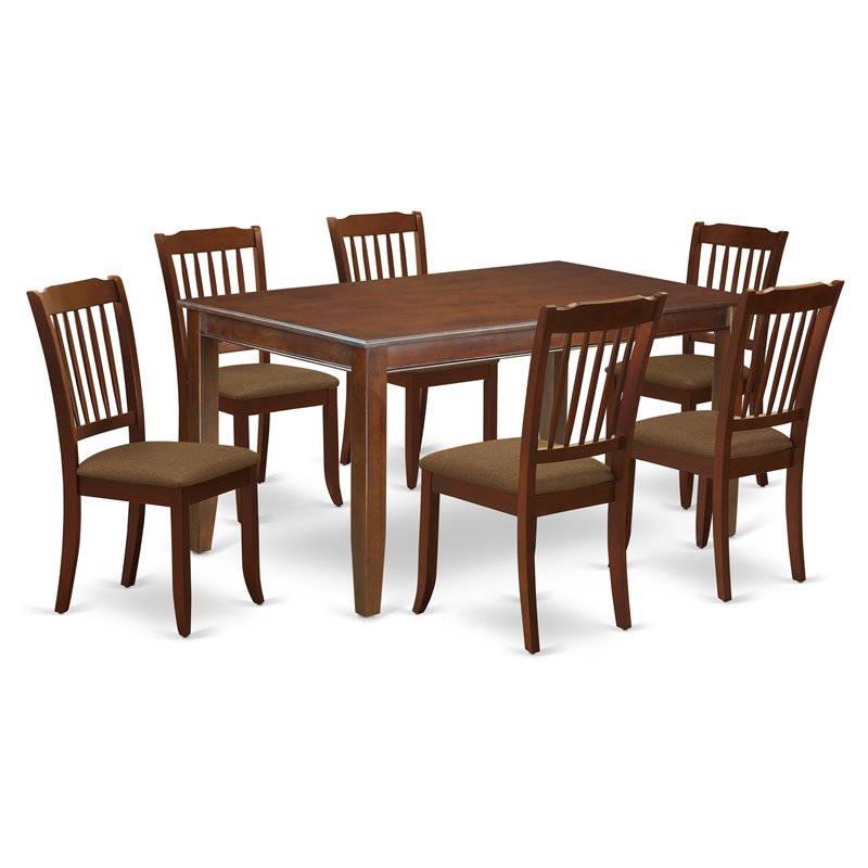 East West Furniture Dudley 7-piece Wood Dinette Table Set in Mahogany