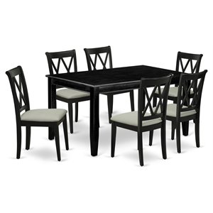 East West Furniture Dudley 7-piece Wood Dining Room Set in Black