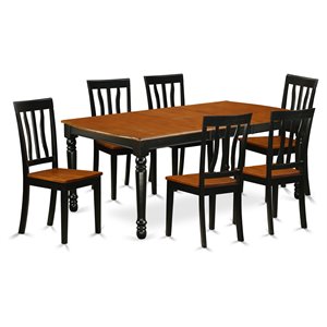 East West Furniture Dover 7-piece Wood Dining Table Set in Black/Cherry
