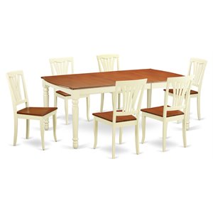 East West Furniture Dover 7-piece Wood Dinette Set in Buttermilk/Cherry
