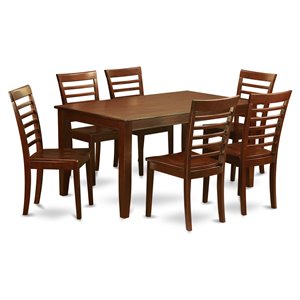 East West Furniture Dudley 7-piece Traditional Wood Dining Set in Mahogany