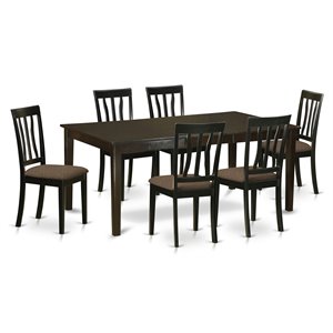 East West Furniture Henley 7-piece Wood Dining Room Set in Cappuccino