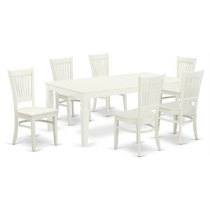 East West Furniture Logan 7-piece Wood Dinette Table and Chair Set in White