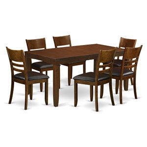 East West Furniture Lynfield 7-piece Wood Dining Set in Espresso
