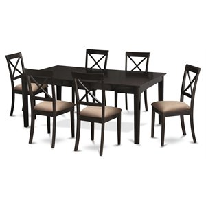 East West Furniture Henley 7-piece Wood Dining Table and Chair Set in Cappuccino