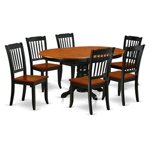 East West Furniture Kenley 7-piece Dining Set with Oval Table in Black/Cherry