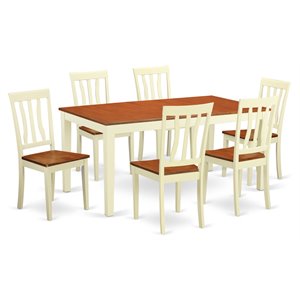 East West Furniture Nicoli 7-piece Wood Dining Set in Buttermilk/Cherry