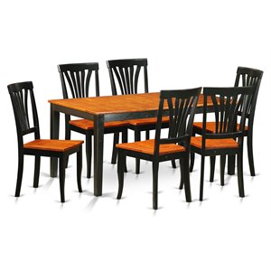 East West Furniture Nicoli 7-piece Wood Dining Table Set in Black/Cherry