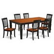 East West Furniture Logan 7-piece Dining Set with Rectangular Table in Black