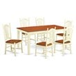 East West Furniture Nicoli 7-piece Wood Dining Table and Chairs in Cherry